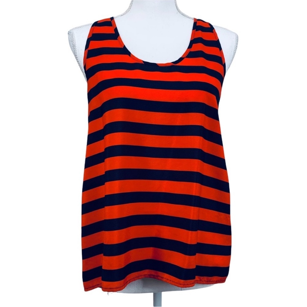 ANNABELLA / Navy Blue & Red Stripe Tank Top / Small / Emo Hipster Punk Preppy